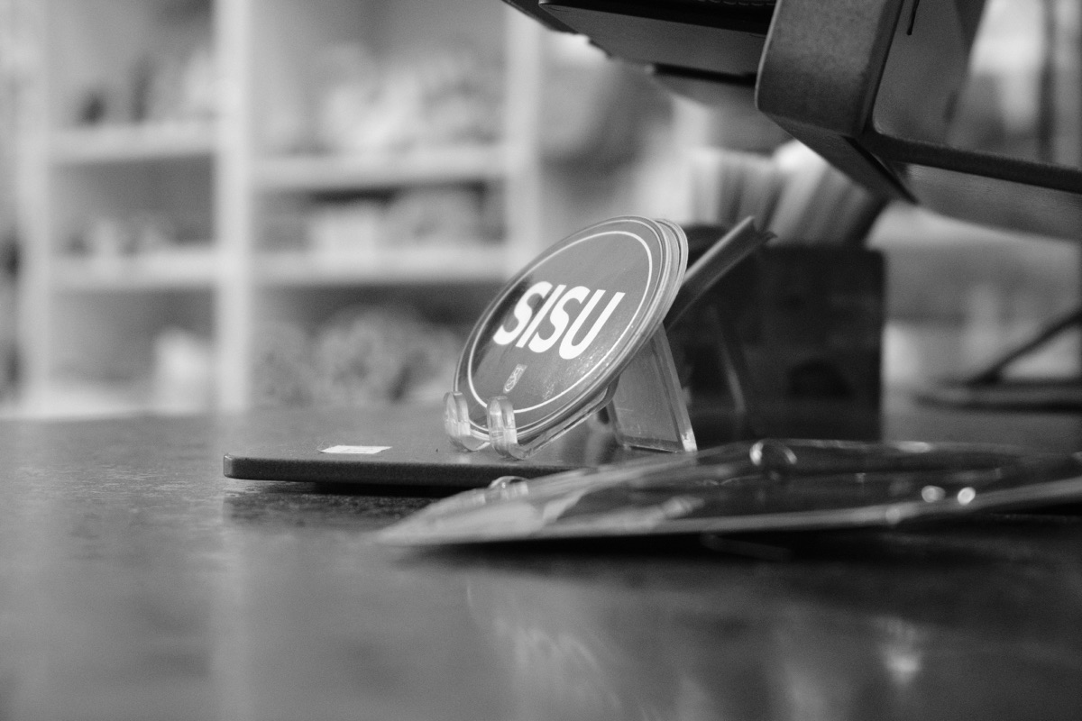 SISU sticker at the Finnport checkout